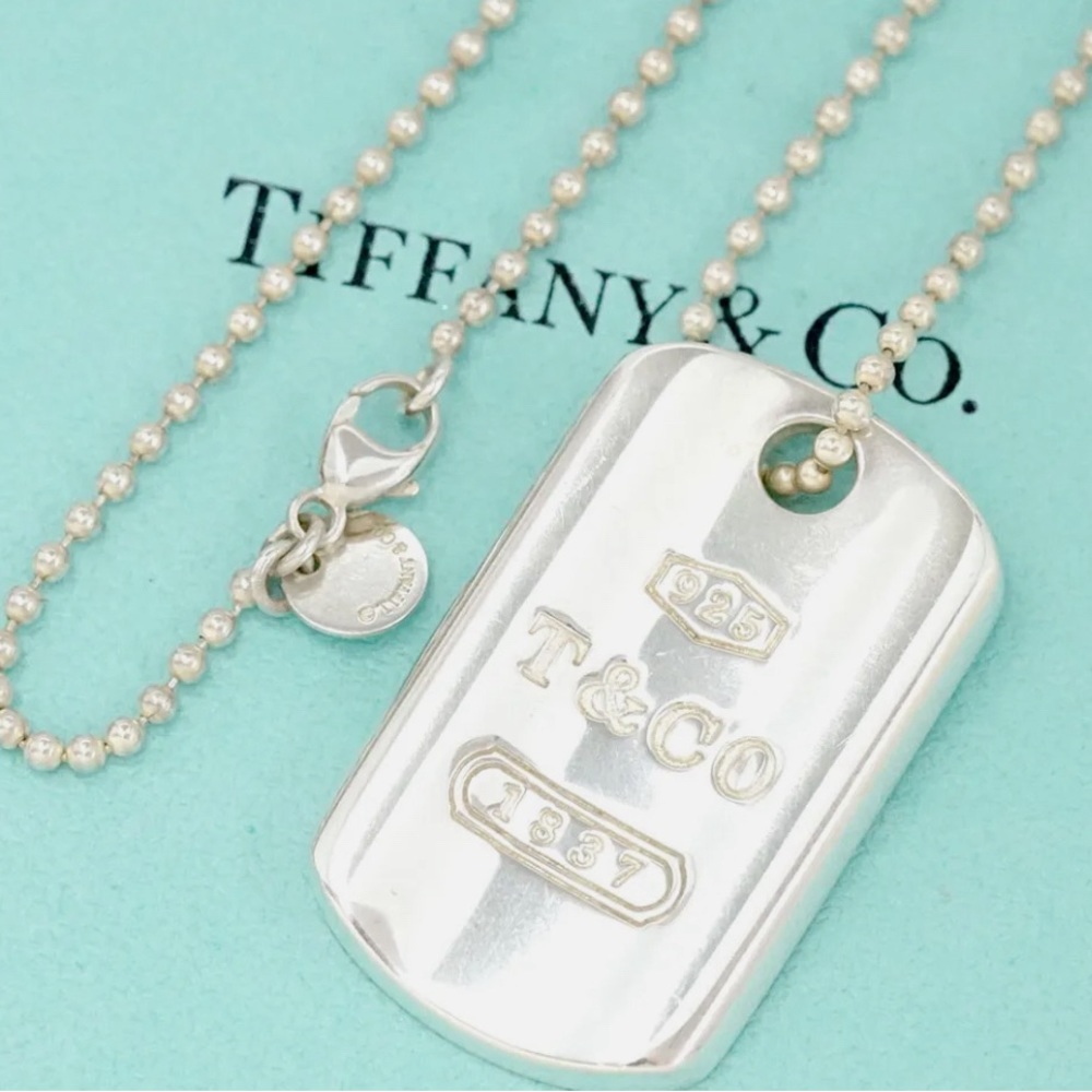 Authentic Tiffany & Co. 1837 Pure Sliver Dog Tag necklace with Ball Chain.